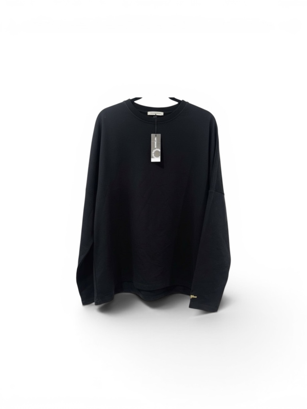 NWT Raf Simons Black Long Sleeve T-Shirt Yellow Script Logo Oversized Designer